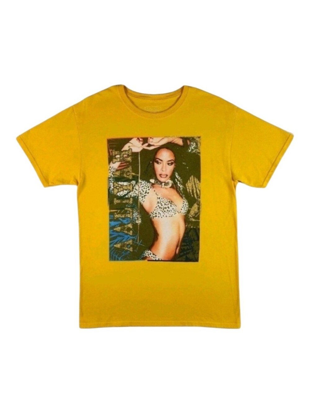 AALIYAH Princess of R&B Graphic Tee Small Yellow Gold T-Shirt Retro Music Rare